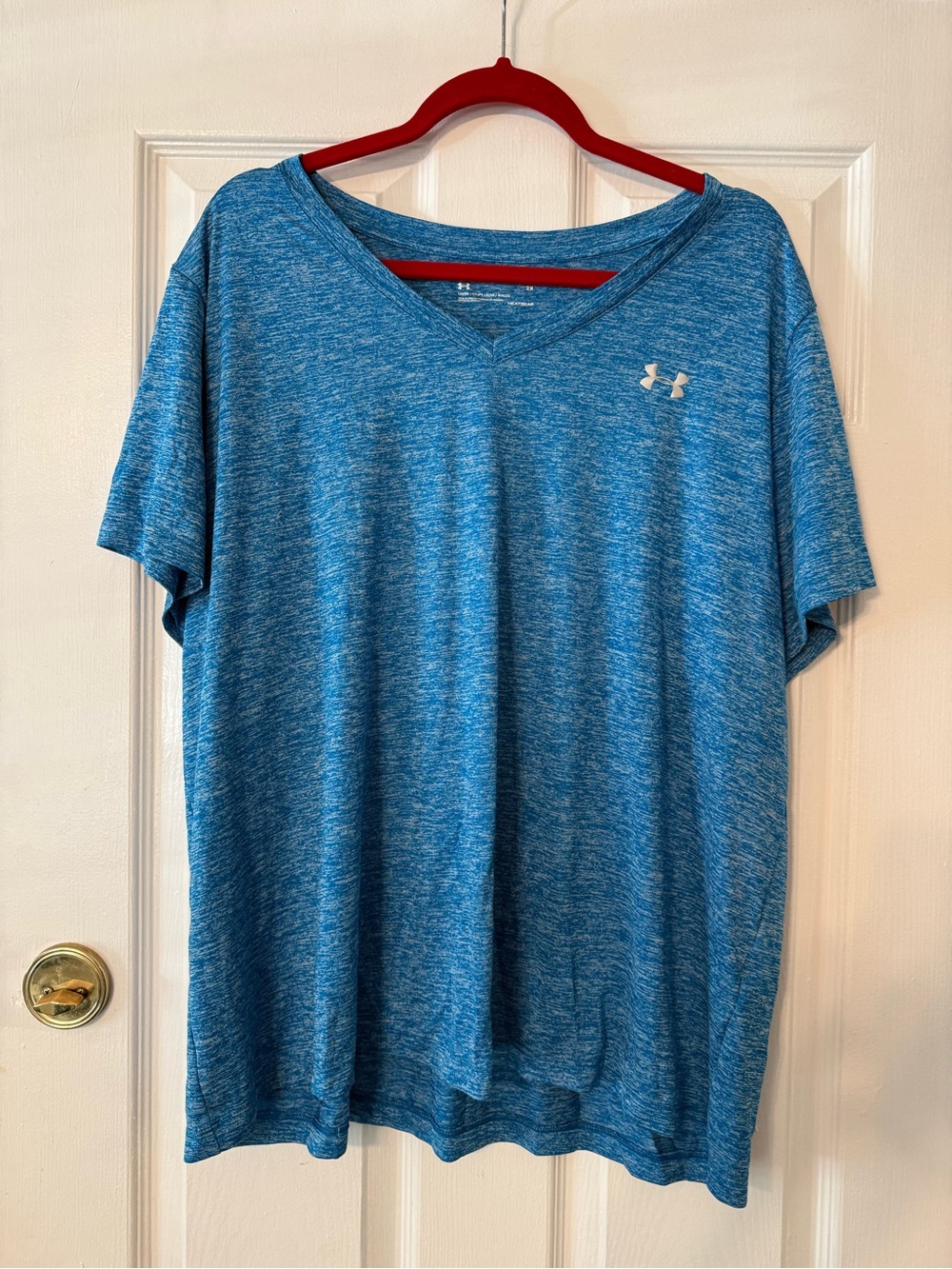 Under Armour Men's Heathered Teal Blue V-Neck Short Sleeve Tee